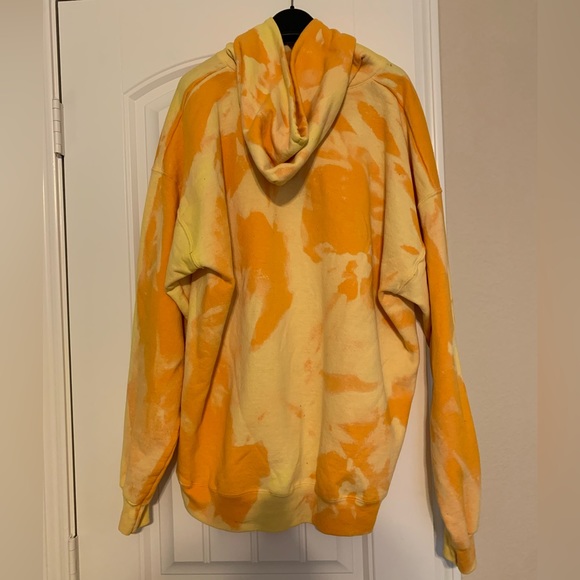 XL CUSTOM LSU Hanes Mens EcoSmart Gold Hand Bleach Hooded Sweatshirt w/LSU Patch - Picture 2 of 9